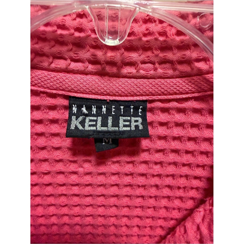 VTG Nannette Keller Pink Waffle Knit Blazer Shacket Patch Pockets Cotton 90's - Picture 13 of 17